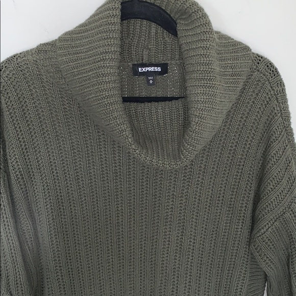 Express olive green cowl neck sweater - Picture 2 of 5